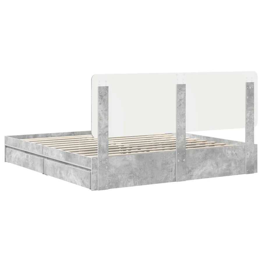 Lit de Rangement Gris béton 180 x 200 cm Bois d'ingénierie - 10