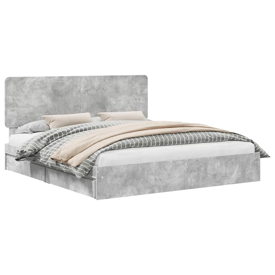 Lit de Rangement Gris béton 180 x 200 cm Bois d'ingénierie - 2