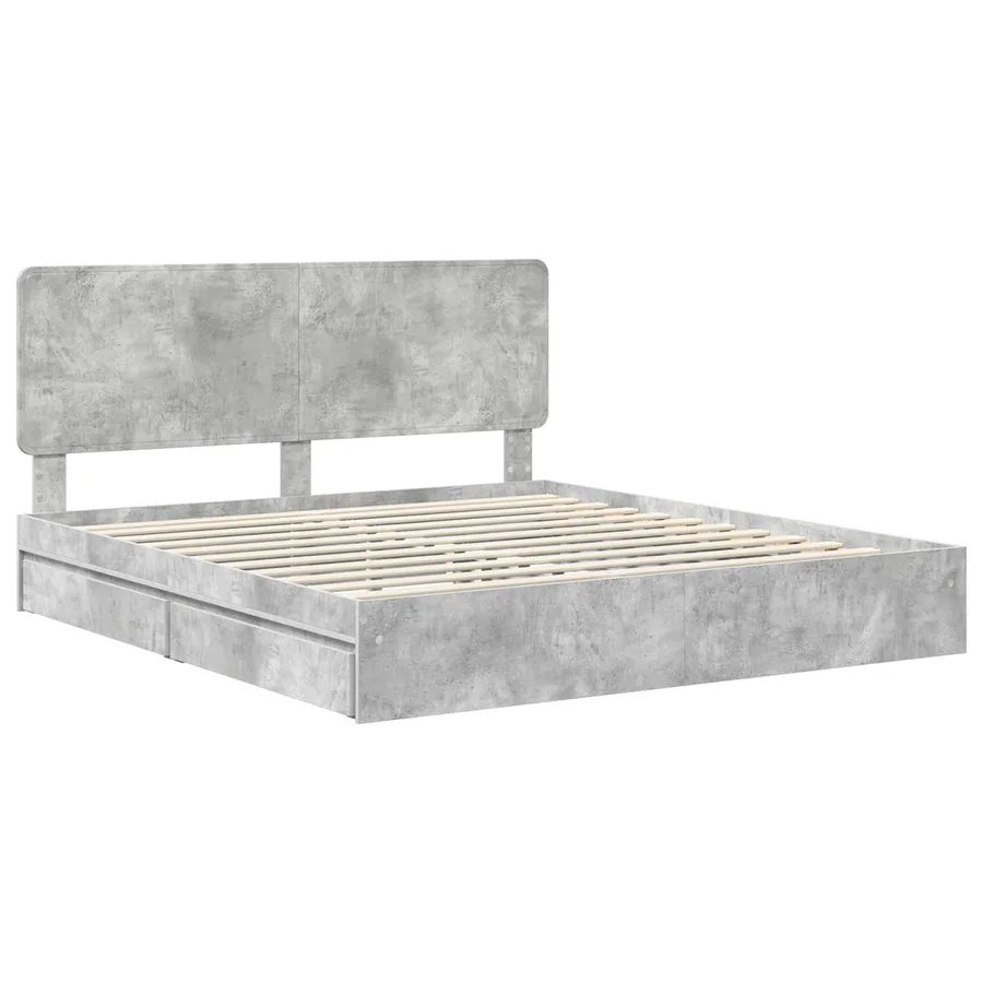 Lit de Rangement Gris béton 180 x 200 cm Bois d'ingénierie - 4