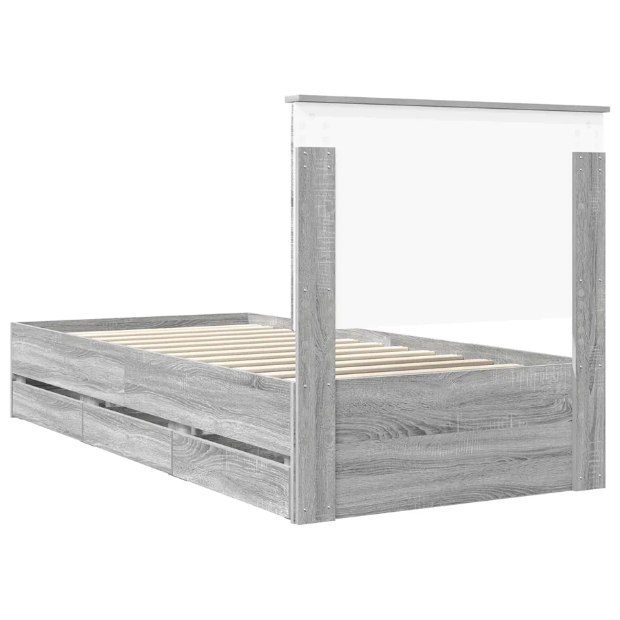 Cadre de lit Gris Sonoma 90 x 190 cm Bois Ingénierie - 8