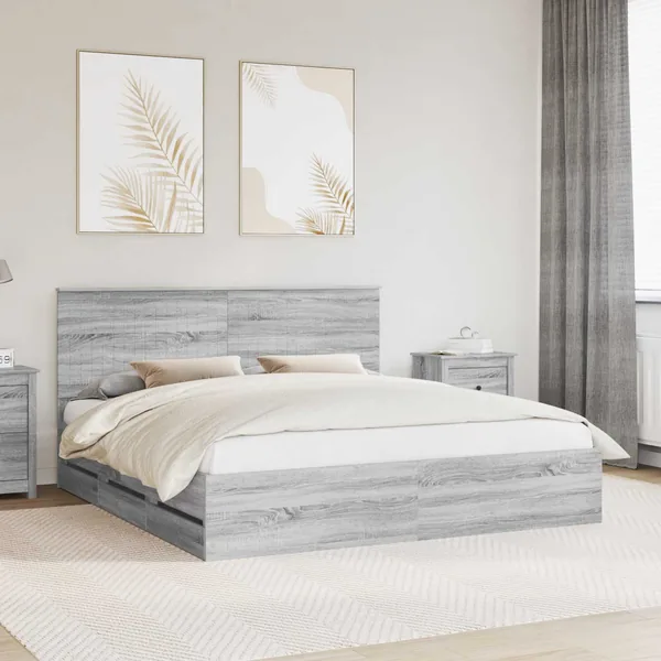 Cadre de lit Gris Sonoma 180 x 200 cm Bois Ingénierie