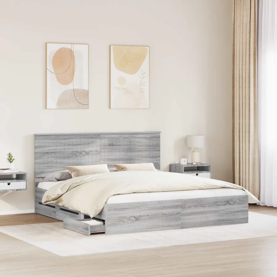 Cadre de lit Gris Sonoma 180 x 200 cm Bois Ingénierie - 3
