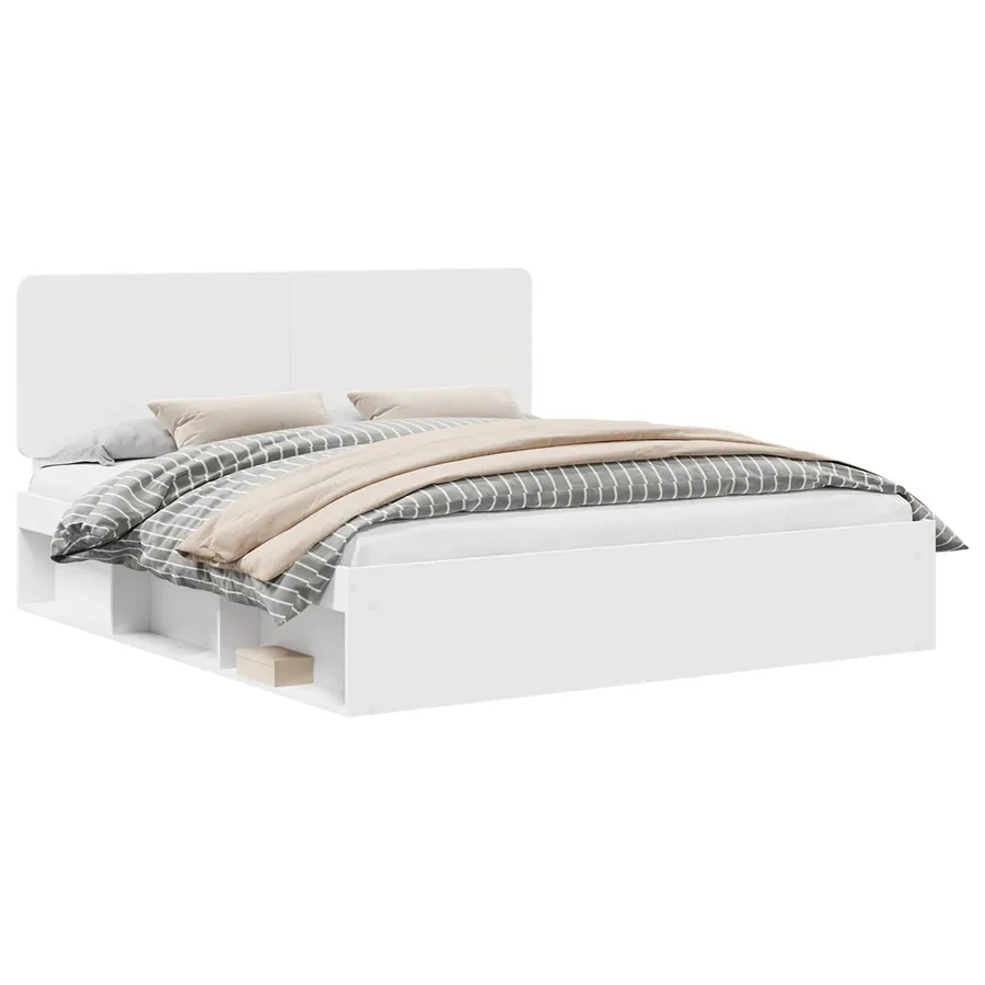 Cadre de lit Blanc 200 x 200 cm Bois de pin massif - 2