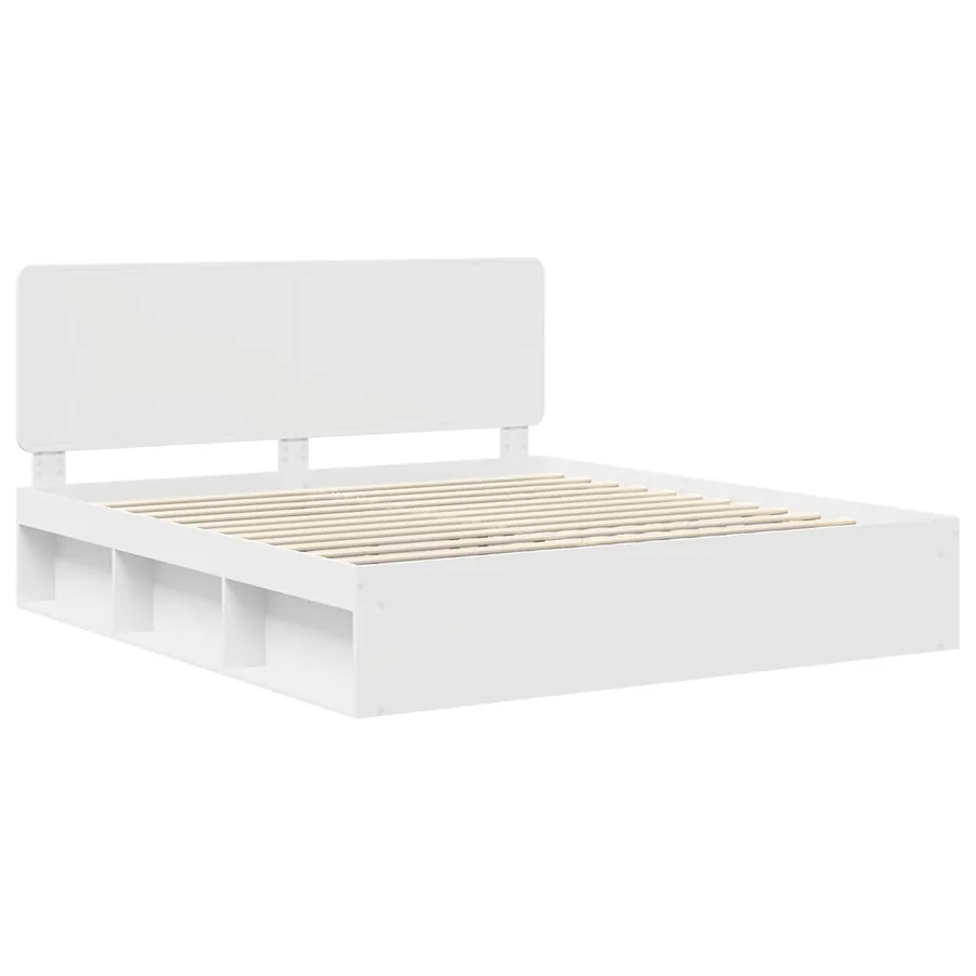 Cadre de lit Blanc 200 x 200 cm Bois de pin massif - 4