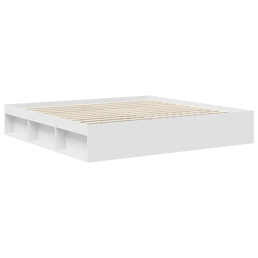 Cadre de lit Blanc 200 x 200 cm Bois de pin massif - 5