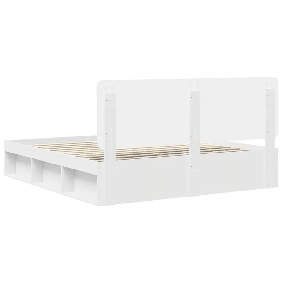 Cadre de lit Blanc 200 x 200 cm Bois de pin massif - 9