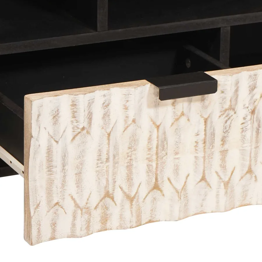 Meuble TV avec tiroir Finition Lavage Blanc 100 x 33 x 46 cm - 7