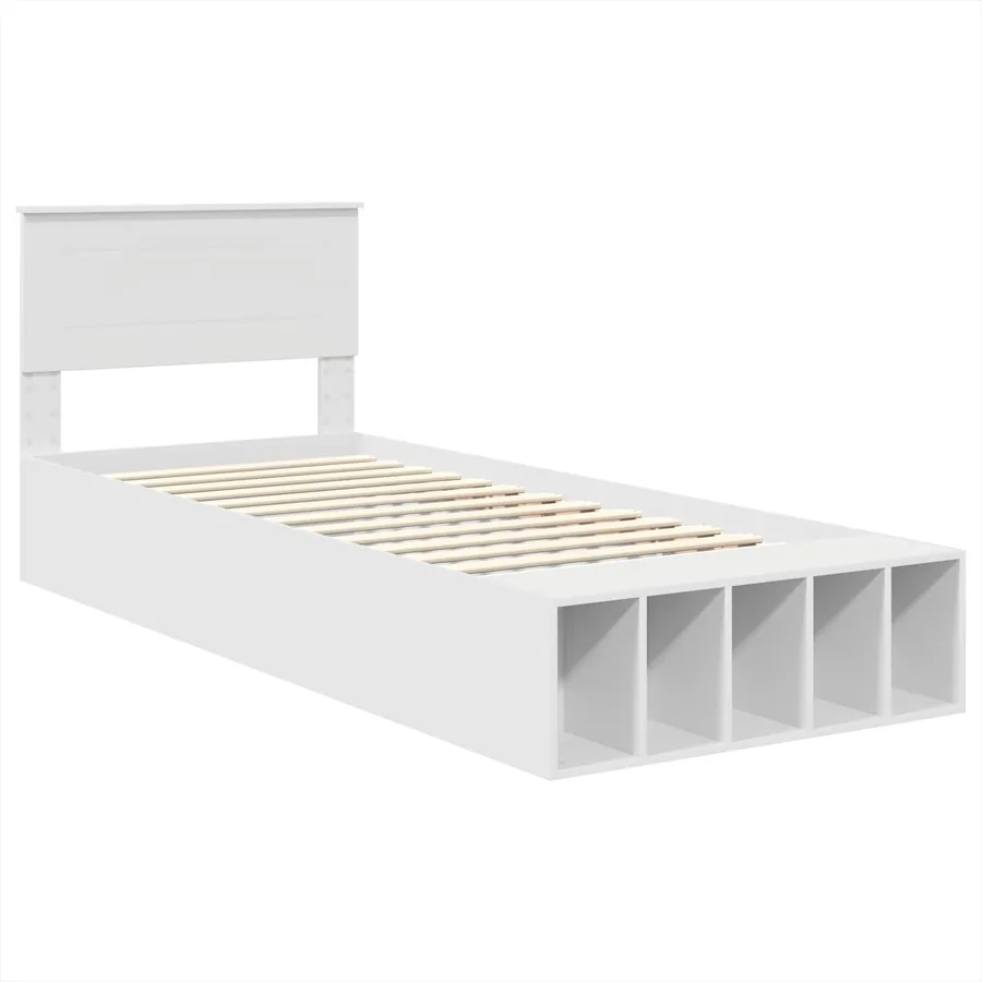 Cadre de lit avec étagère Blanc 75 x 190 cm Bois d'ingénierie - 4