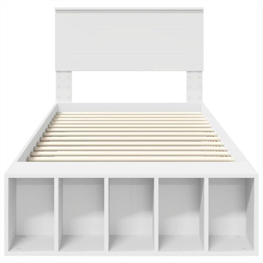 Cadre de lit avec étagère Blanc 75 x 190 cm Bois d'ingénierie - 7