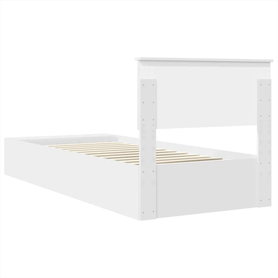 Cadre de lit avec étagère Blanc 75 x 190 cm Bois d'ingénierie - 9