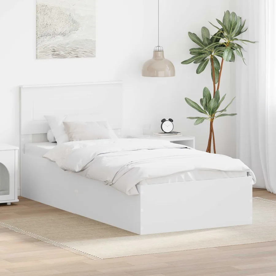 Cadre de lit Blanc 75 x 190 cm Bois d'ingénierie