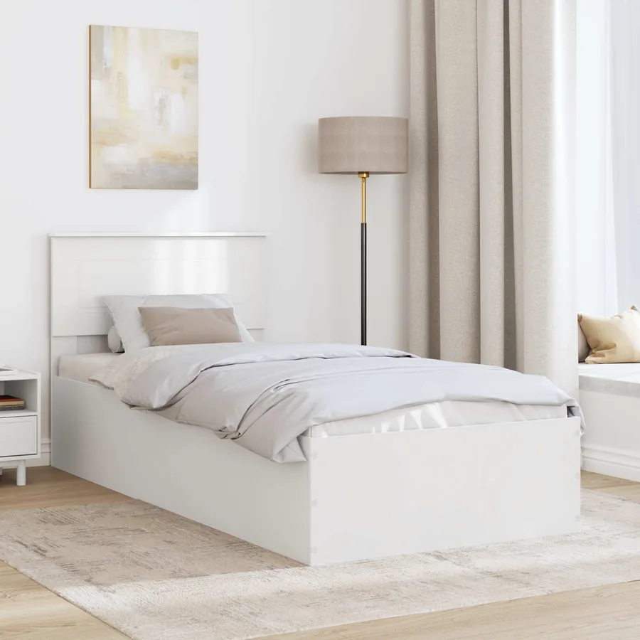 Cadre de lit Blanc 75 x 190 cm Bois d'ingénierie - 3