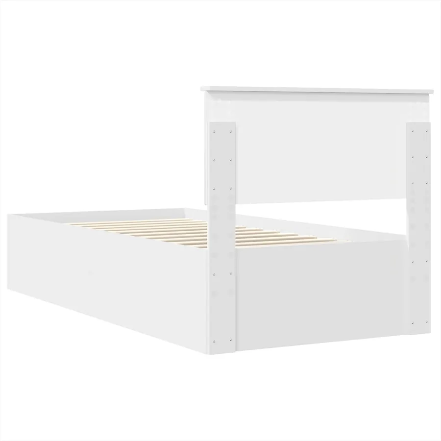 Cadre de lit Blanc 75 x 190 cm Bois d'ingénierie - 9