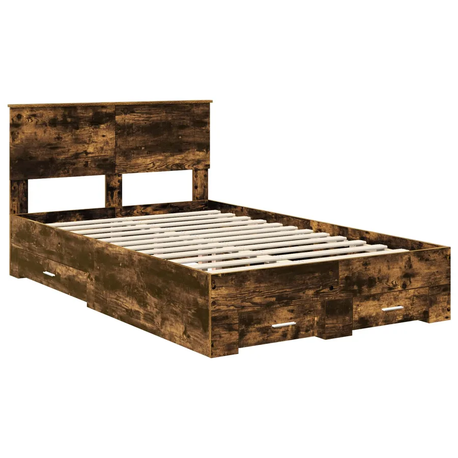 Cadre de lit Chêne fumé 120 x 200 cm Bois d'ingénierie - 4