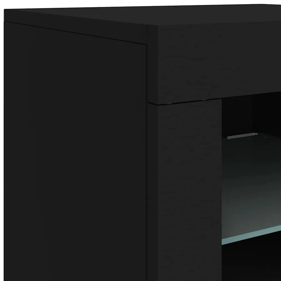 Buffet avec lumières LED noir 123x37x67 cm - 11