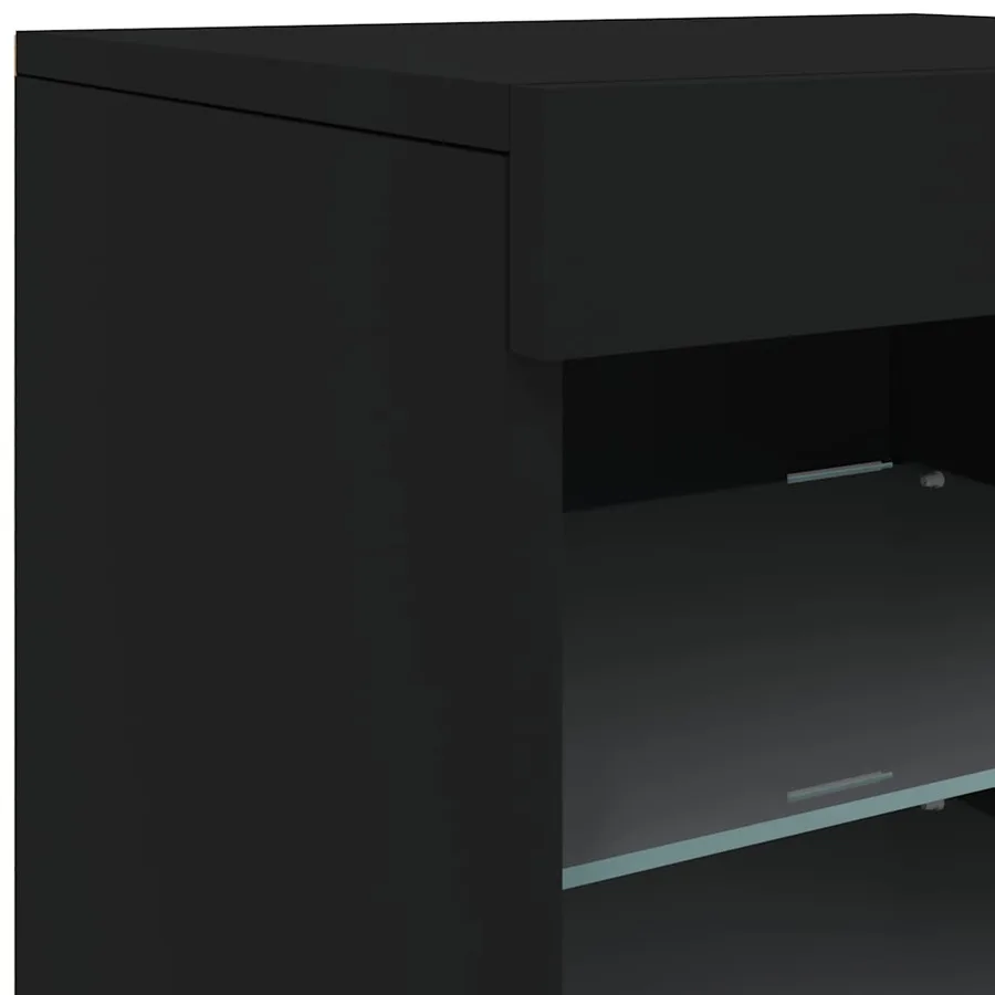Buffet avec lumières LED noir 123x37x67 cm - 12
