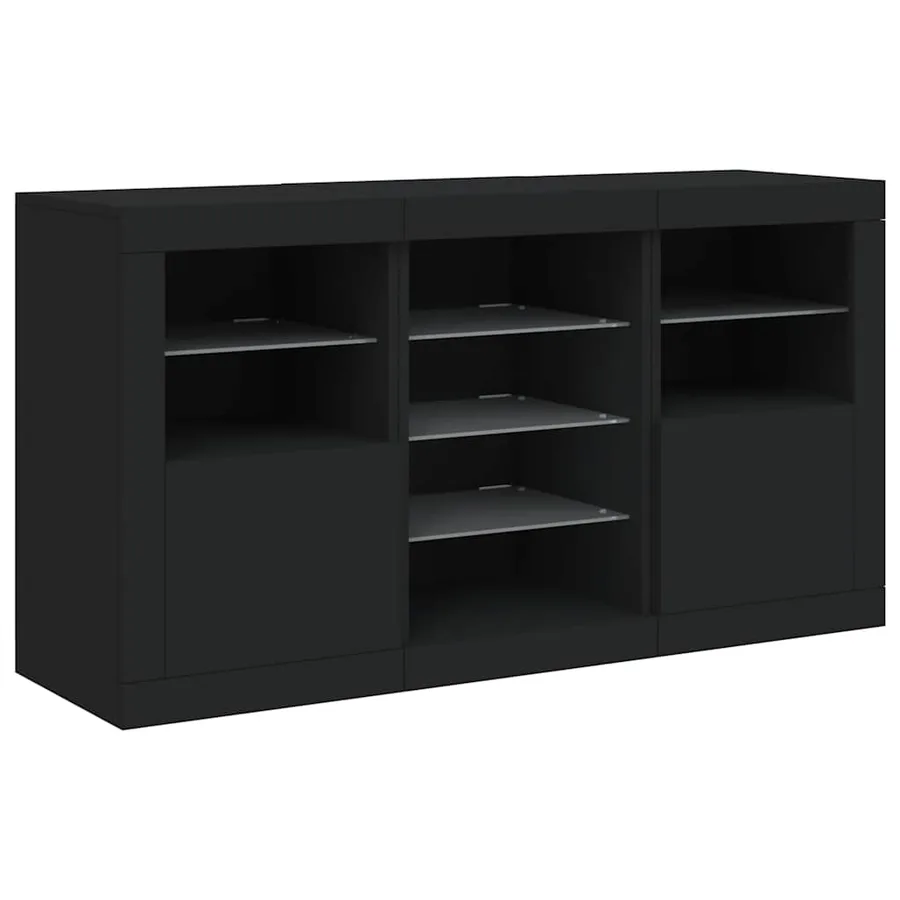 Buffet avec lumières LED noir 123x37x67 cm - 5