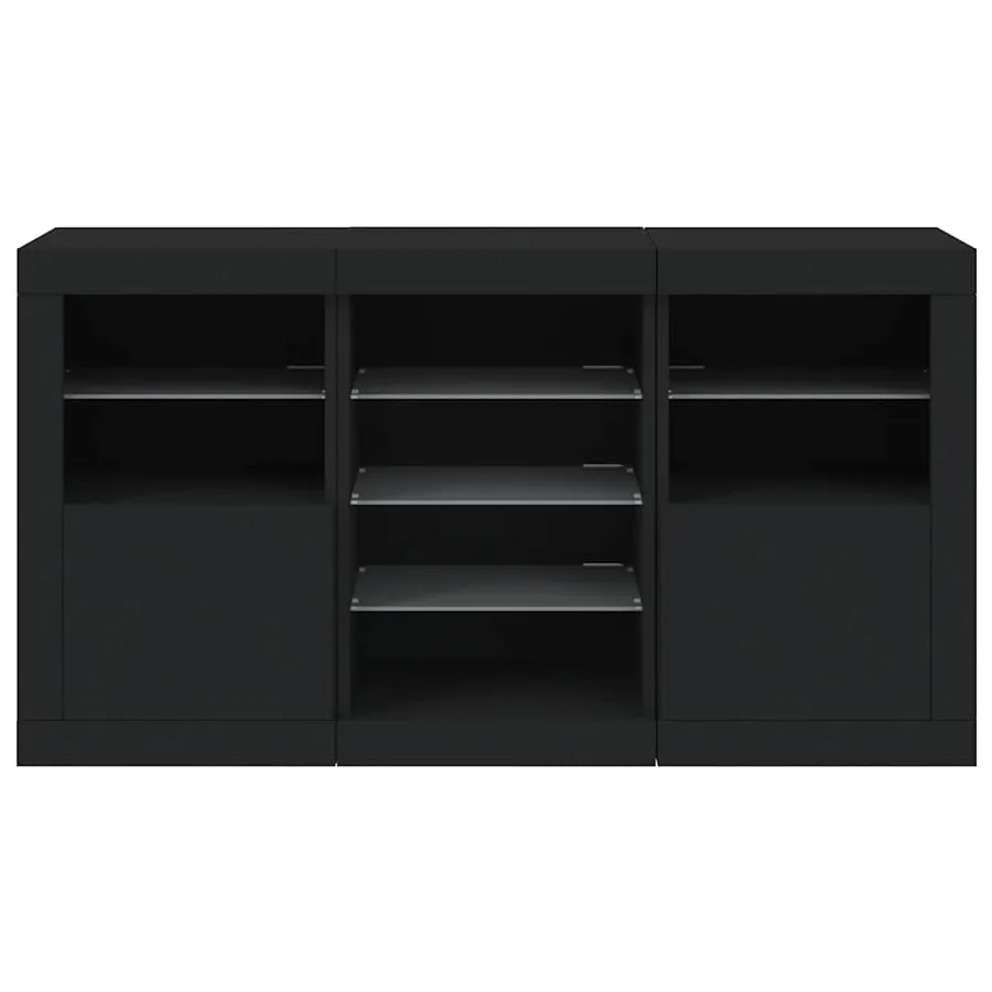 Buffet avec lumières LED noir 123x37x67 cm - 6