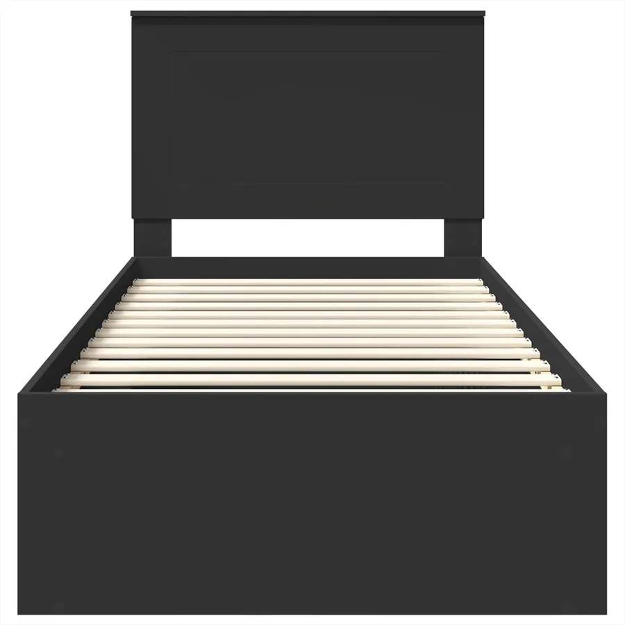 Cadre de lit Noir 75 x 190 cm Bois de pin massif - 7