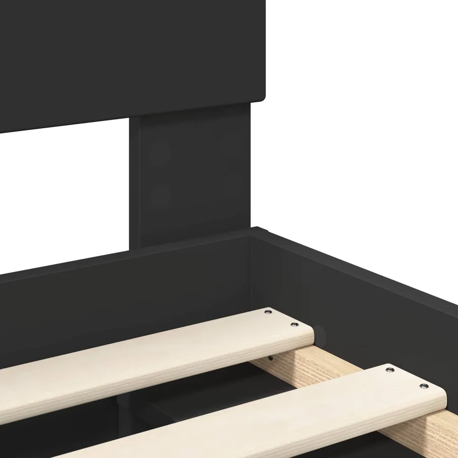 Cadre de lit Noir 75 x 190 cm Bois de pin massif - 8