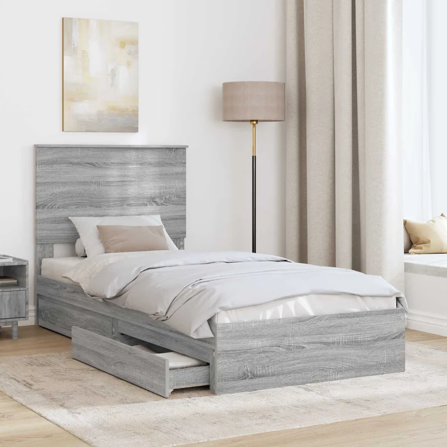 Lit de Rangement Gris Sonoma 75 x 190 cm Bois d'ingénierie - 3