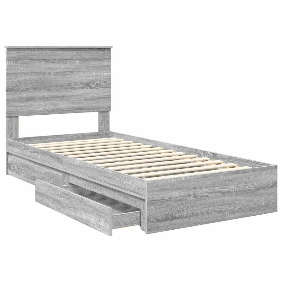Lit de Rangement Gris Sonoma 75 x 190 cm Bois d'ingénierie - 5