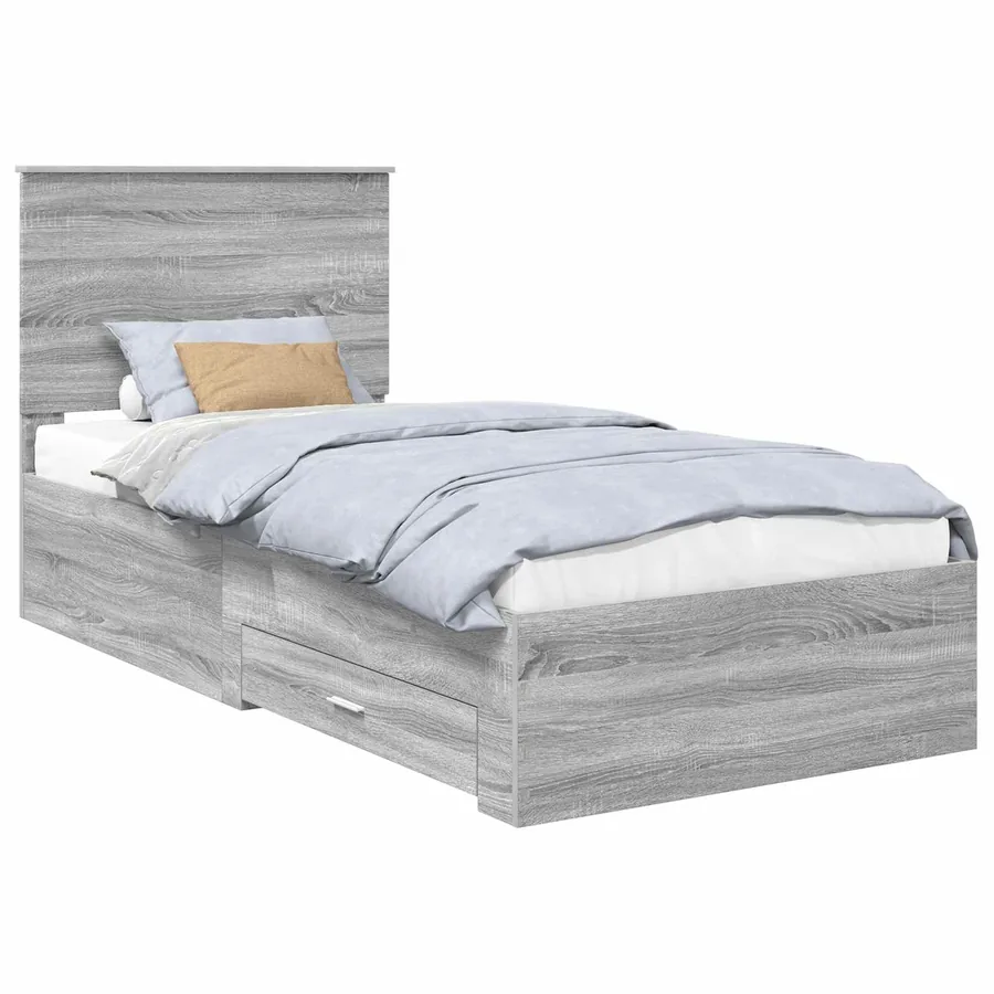 Cadre de lit avec tête de lit Sonoma Gris et Argent 75 x 190 cm - 2