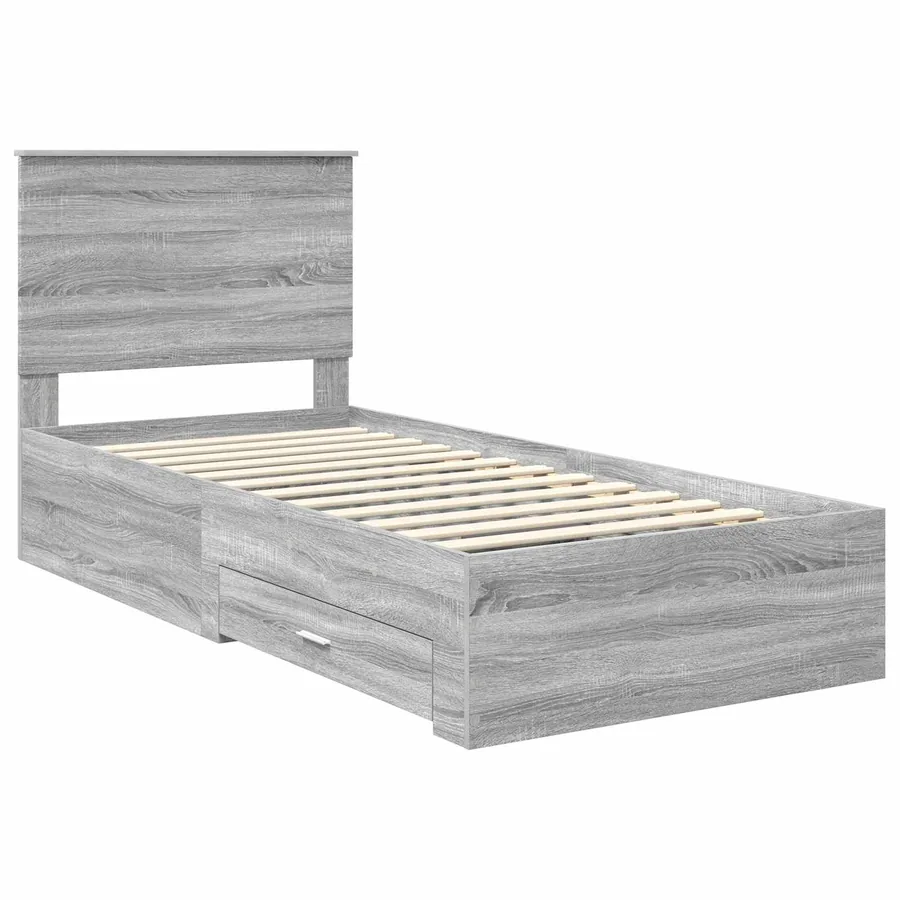 Cadre de lit avec tête de lit Sonoma Gris et Argent 75 x 190 cm - 4