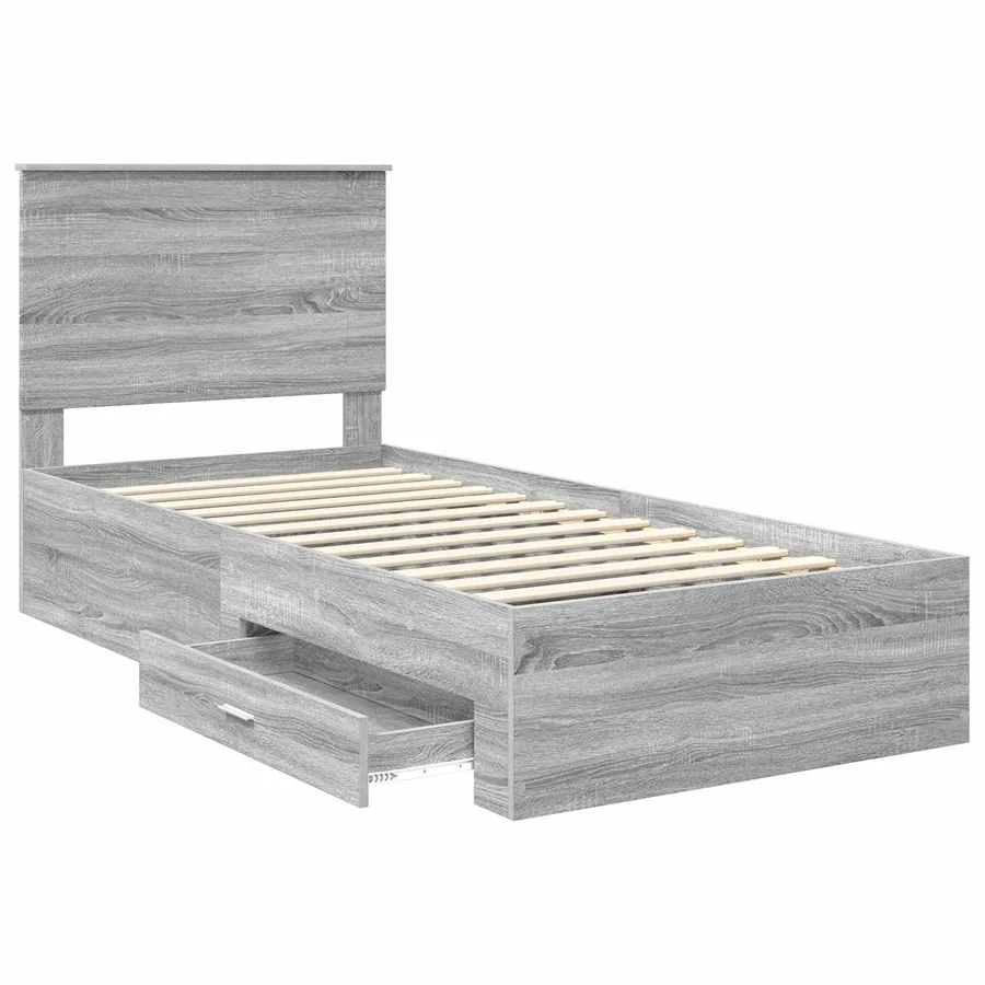 Cadre de lit avec tête de lit Sonoma Gris et Argent 75 x 190 cm - 5
