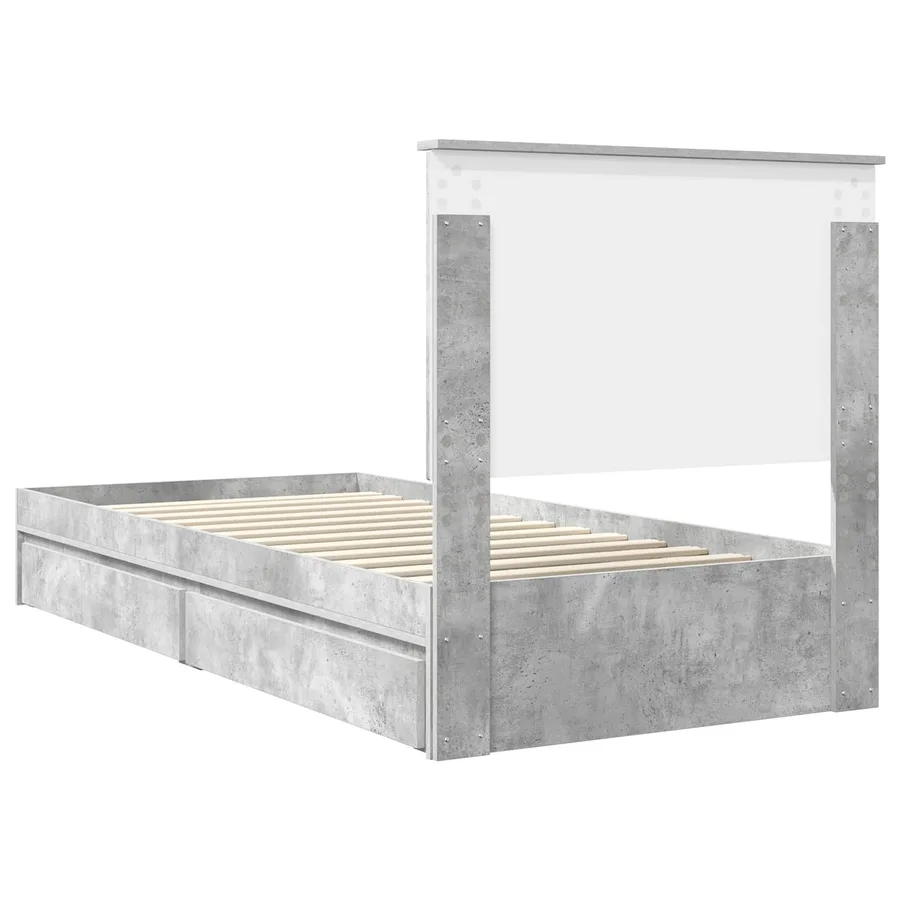 Lit de Rangement Gris béton 75 x 190 cm Bois d'ingénierie - 10