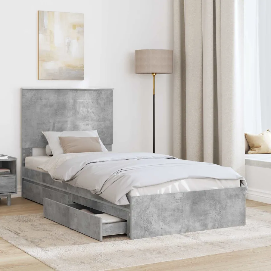 Lit de Rangement Gris béton 75 x 190 cm Bois d'ingénierie - 3