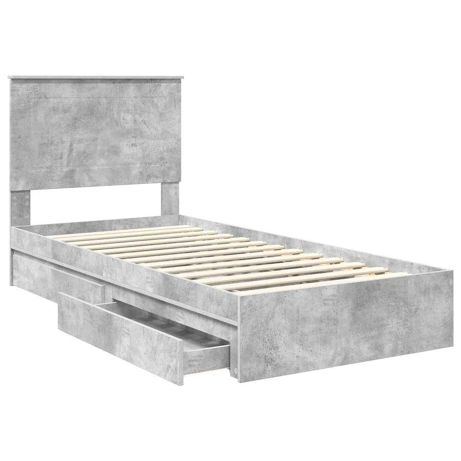 Lit de Rangement Gris béton 75 x 190 cm Bois d'ingénierie - 5