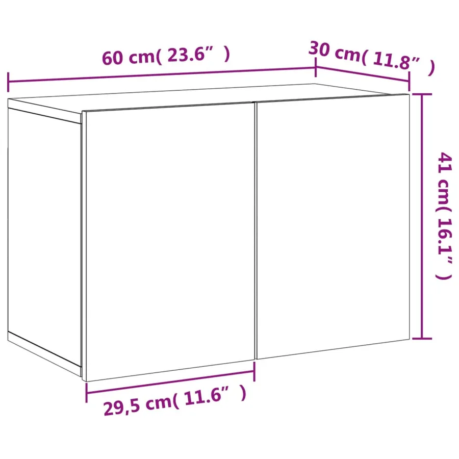 Meuble TV mural chêne marron 60x30x41 cm - 13