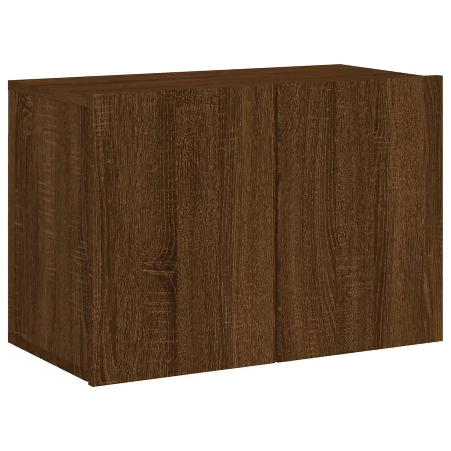 Meuble TV mural chêne marron 60x30x41 cm - 2