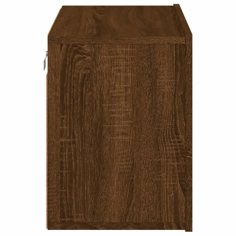 Meuble TV mural chêne marron 60x30x41 cm - 7