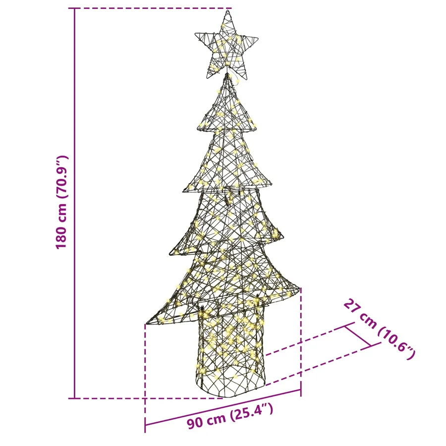 Sapin de Noël avec 240 LED Blanc chaud 180 cm Rotin - 10