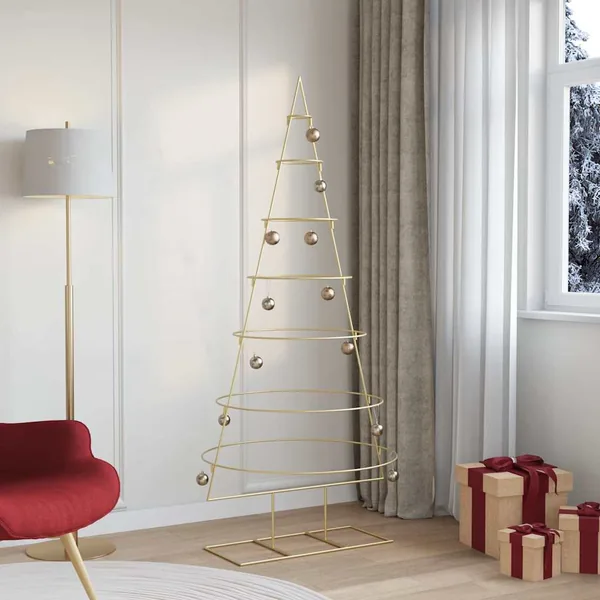Arbre de Noël en métal Doré 180 cm Acier peint par poudre
