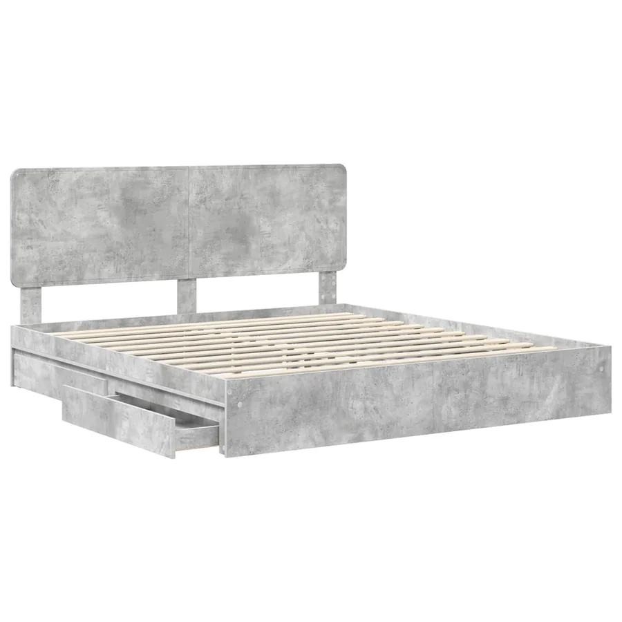 Lit de Rangement Gris béton 200 x 200 cm Bois d'ingénierie - 5