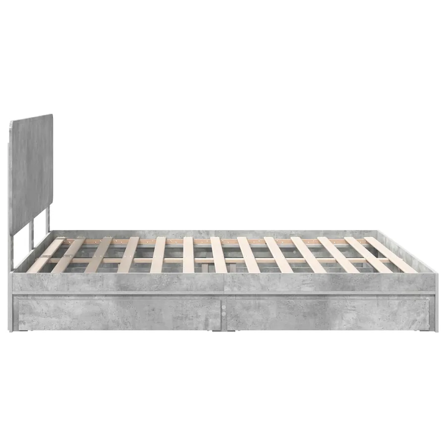 Lit de Rangement Gris béton 200 x 200 cm Bois d'ingénierie - 9