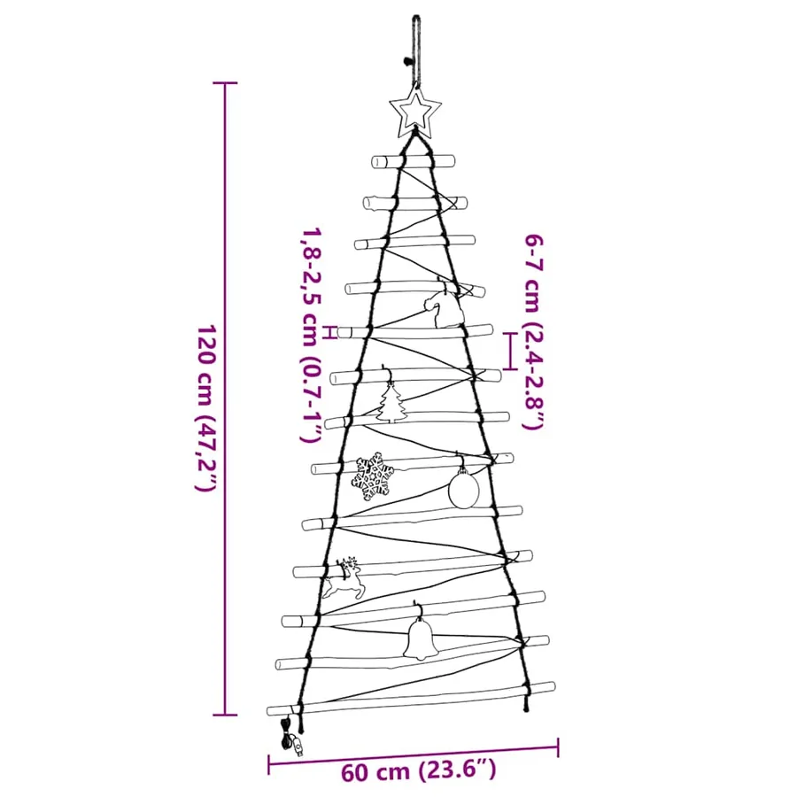 Sapin de Noël avec 50 LED Naturel 120 cm frêne massif - 8
