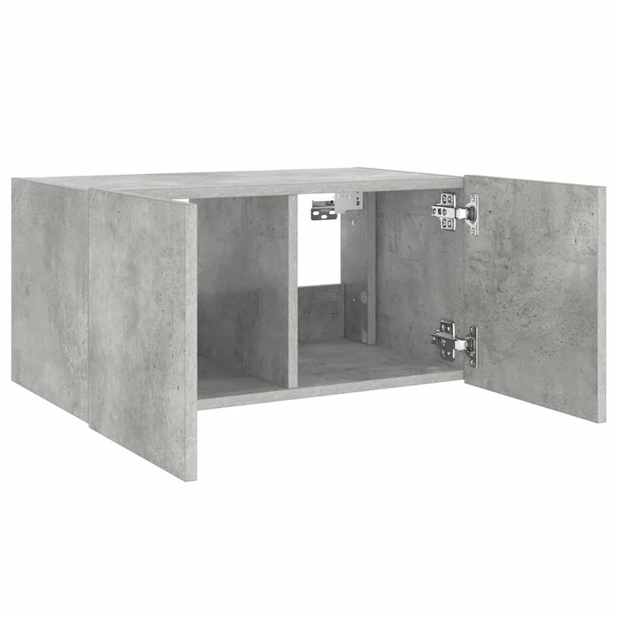 Meuble TV mural avec lumières LED gris béton 60x35x31 cm - 8