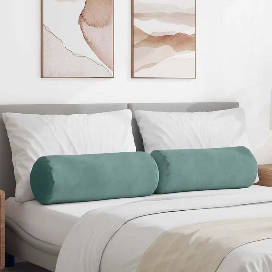 Coussins d'accent 2 pcs Vert Mer Ø 25 x 70 cm