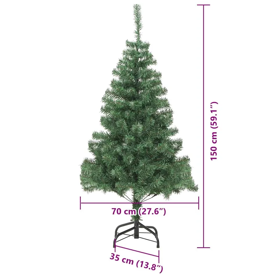 Sapin de Noël avec 150 LED avec support Vert 150 cm PVC - 14