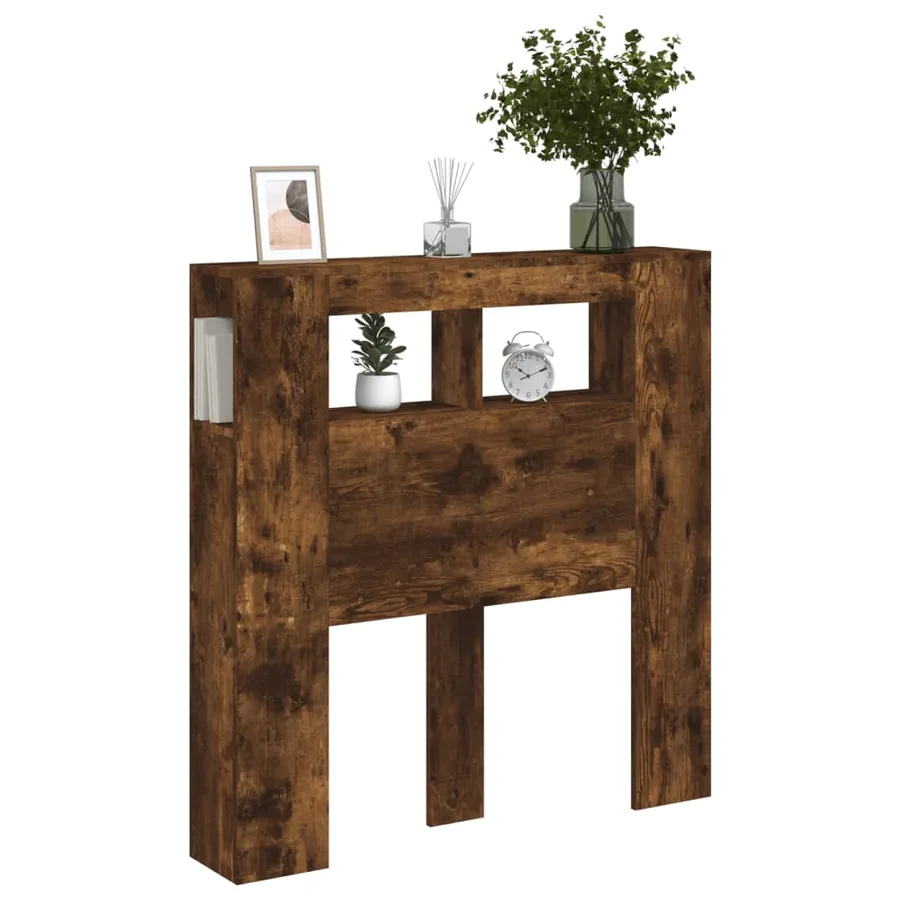 Tête de lit à LED chêne fumé 100x18,5x103,5cm bois d'ingénierie - 12