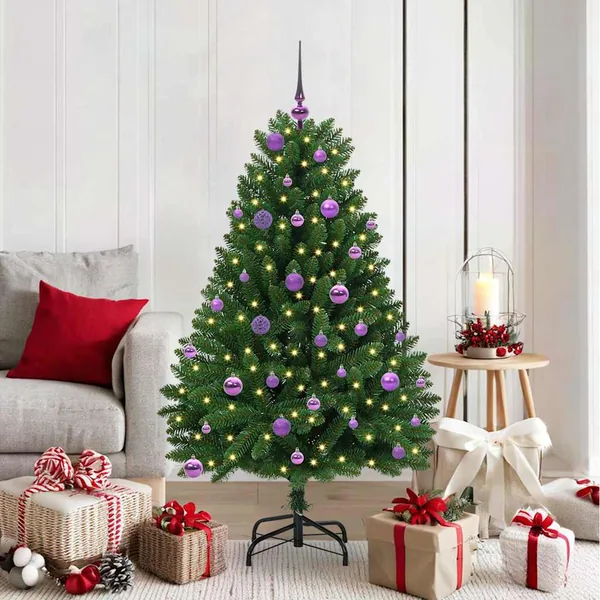 Sapin de Noël artificiel avec 150 LED Vert 150 cm PVC et métal