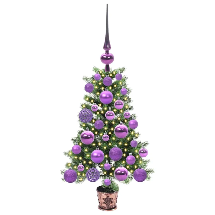 Sapin de Noël avec 150 LED avec support Vert 65 cm PE - 3