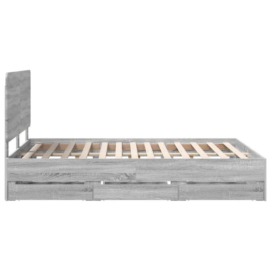 Cadre de lit Gris Sonoma 140 x 190 cm Bois Ingénierie - 9
