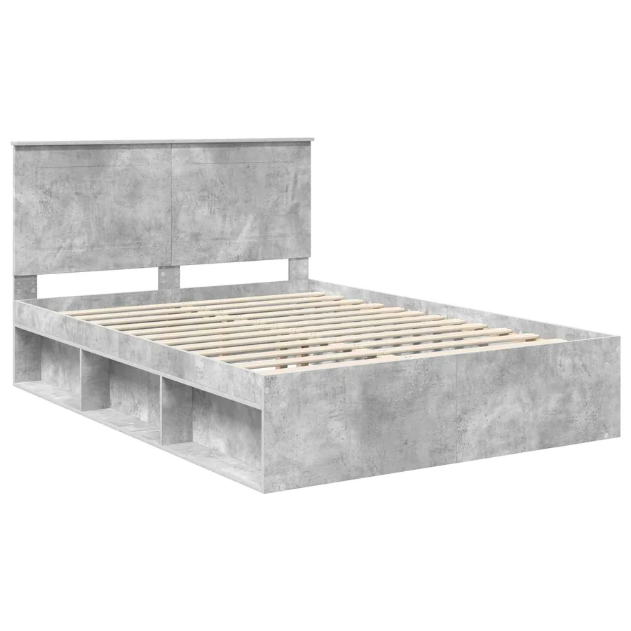 Cadre de lit Béton 140 x 200 cm Bois de pin massif - 4