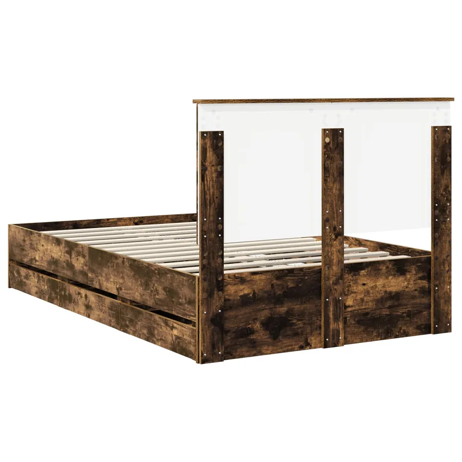 Cadre de lit Chêne fumé 135 x 190 cm Bois Ingénierie - 10