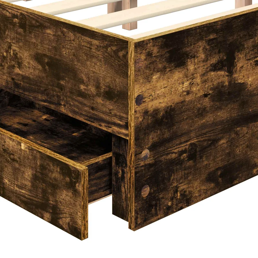 Cadre de lit Chêne fumé 135 x 190 cm Bois Ingénierie - 11